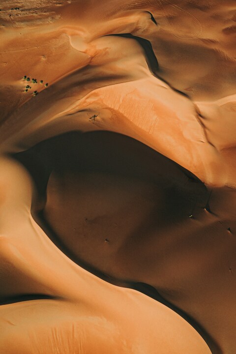 Aerial View of Desert Sand Dunes