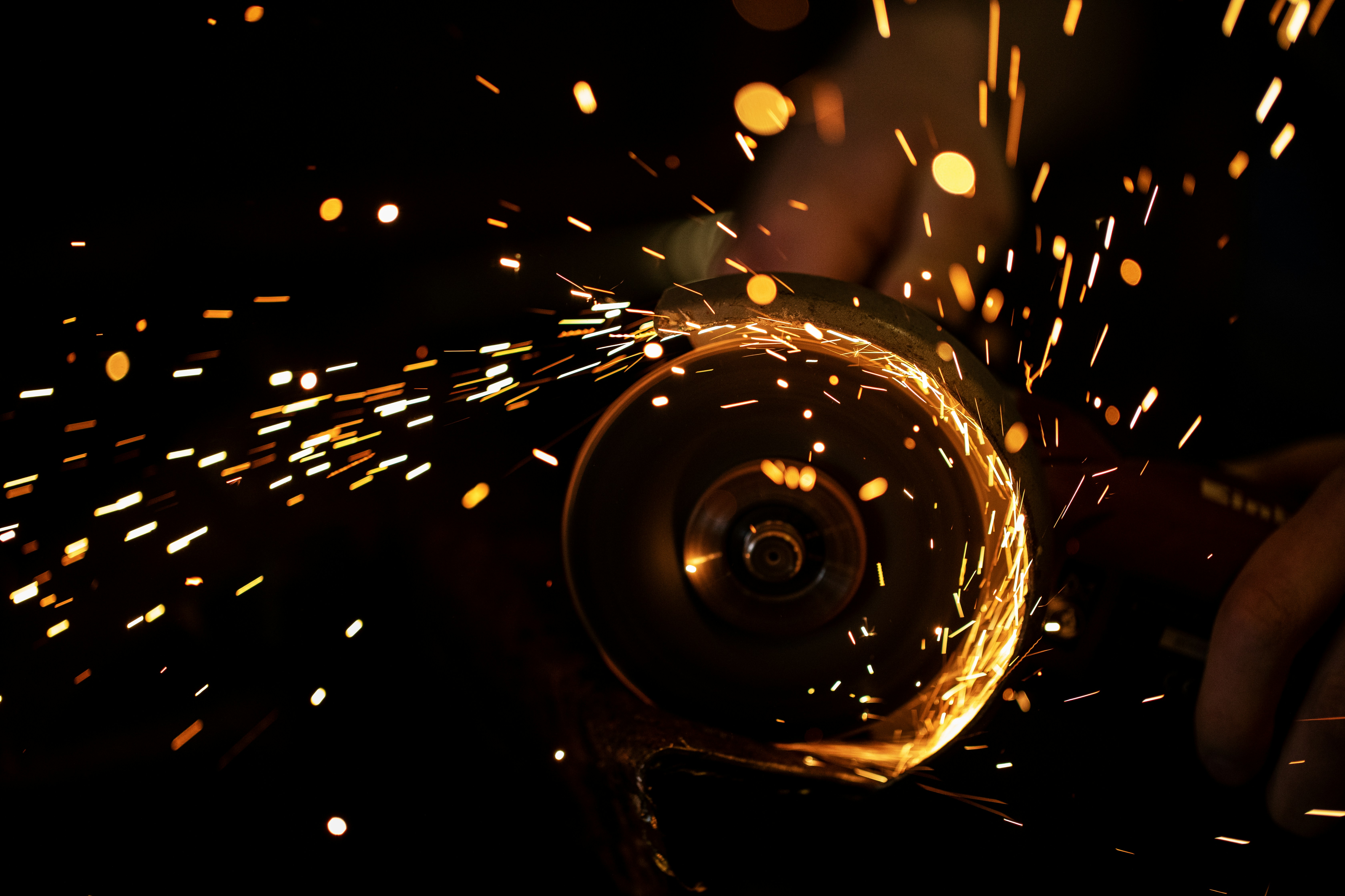 Grinding Metal With Flying Sparks