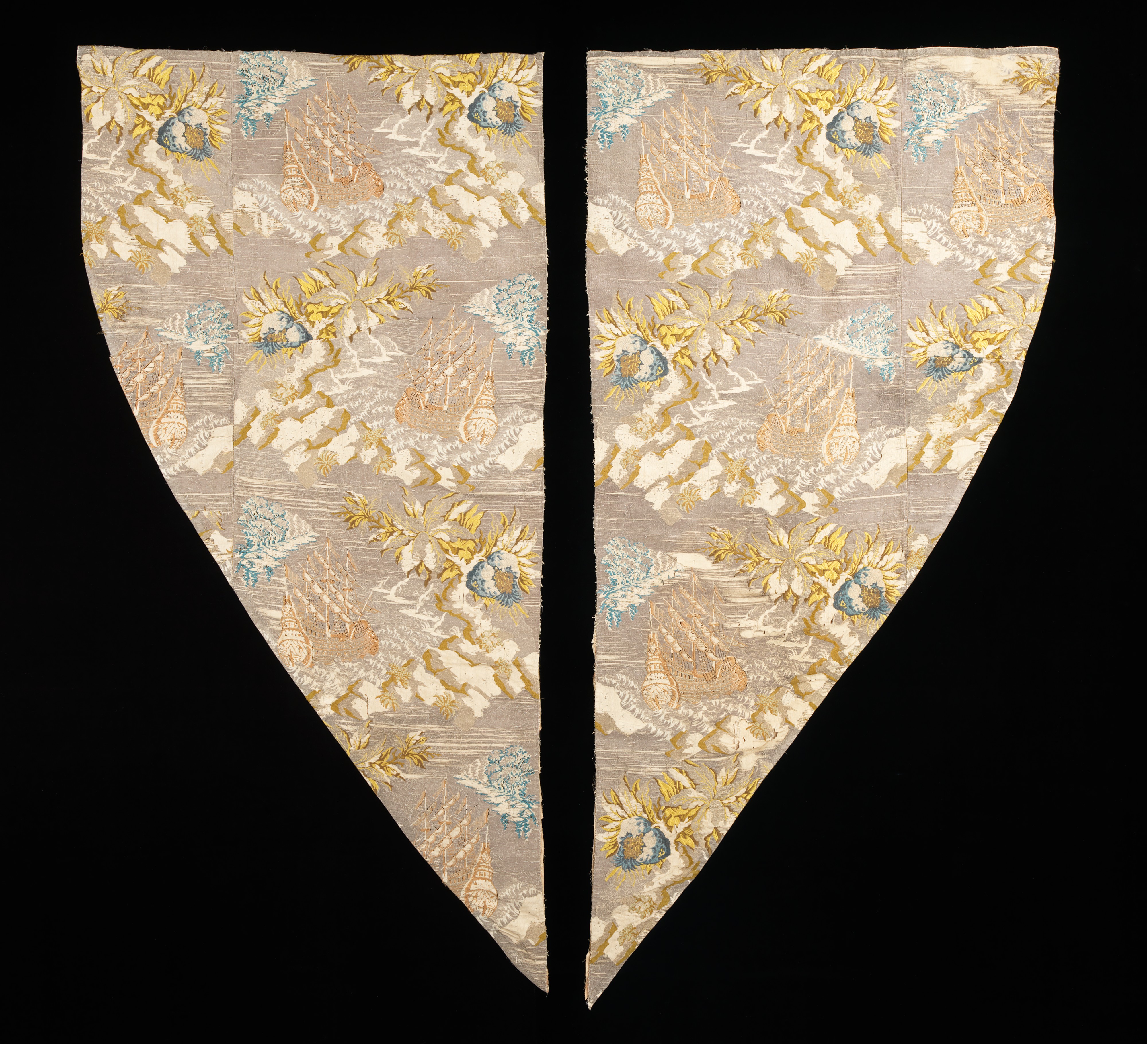 Floral Ship Patterned Textile Panels