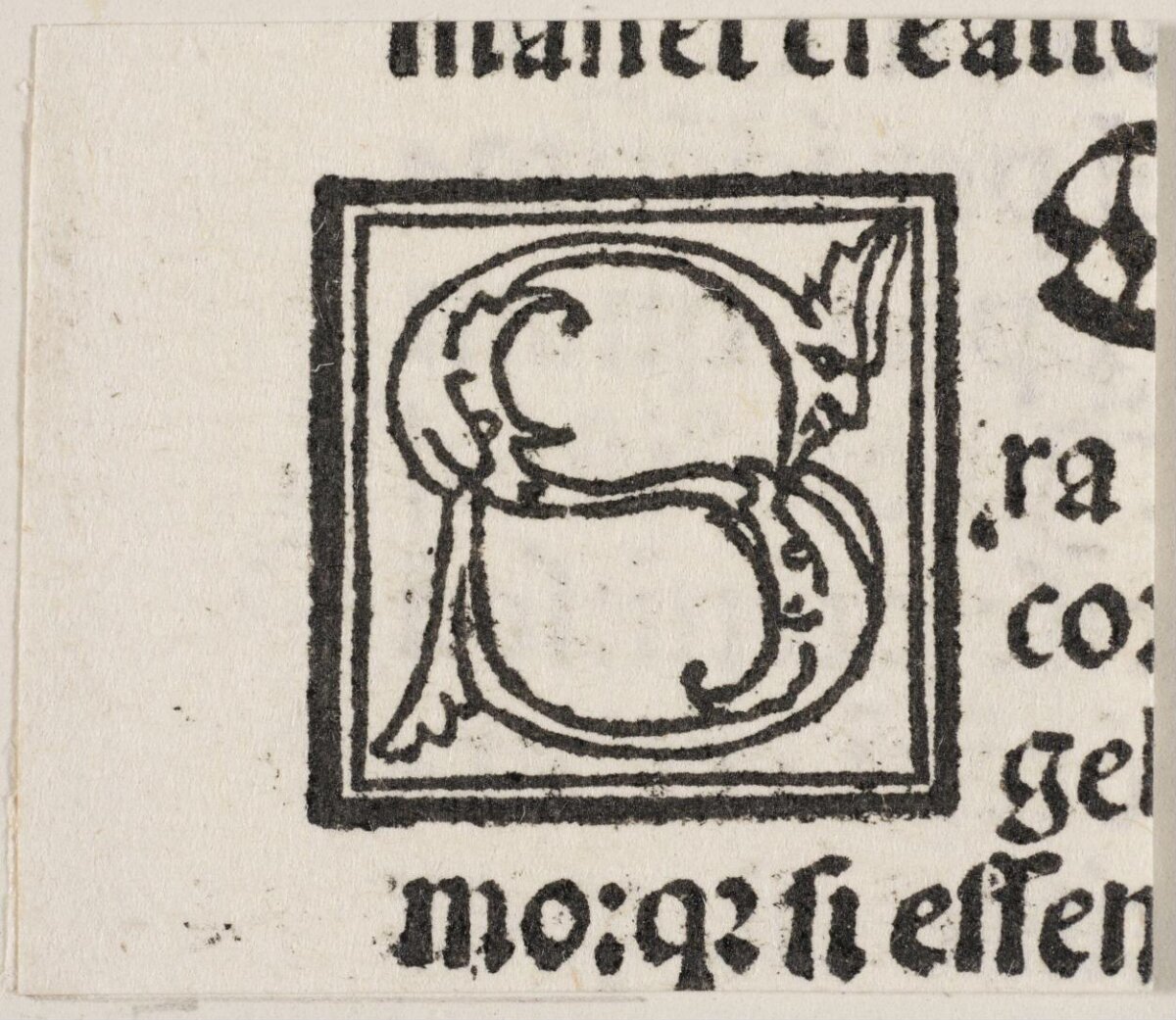 Woodcut Decorative Initial B on Old Page