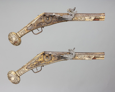 Pair of Ornate Antique Wheellock Pistols
