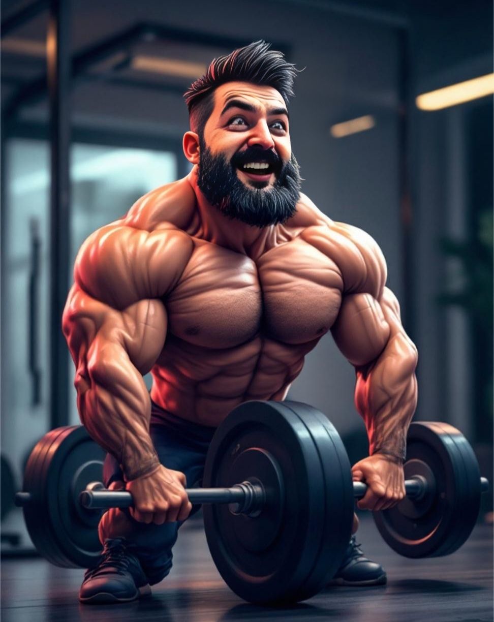 Muscular Bodybuilder Deadlifting In Gym