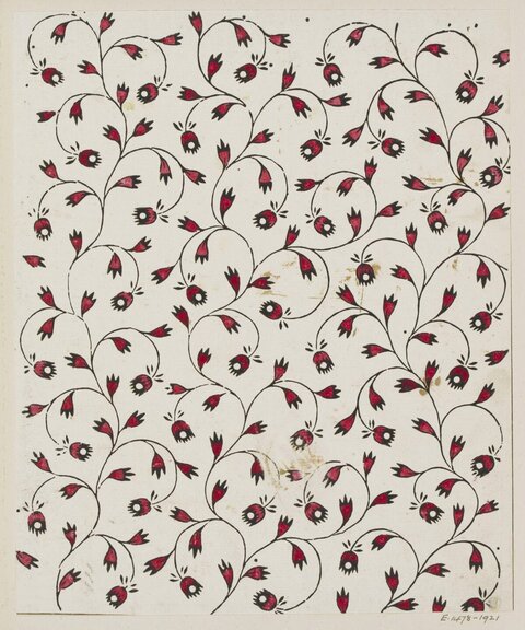 Hand-drawn Red Floral Vine Pattern