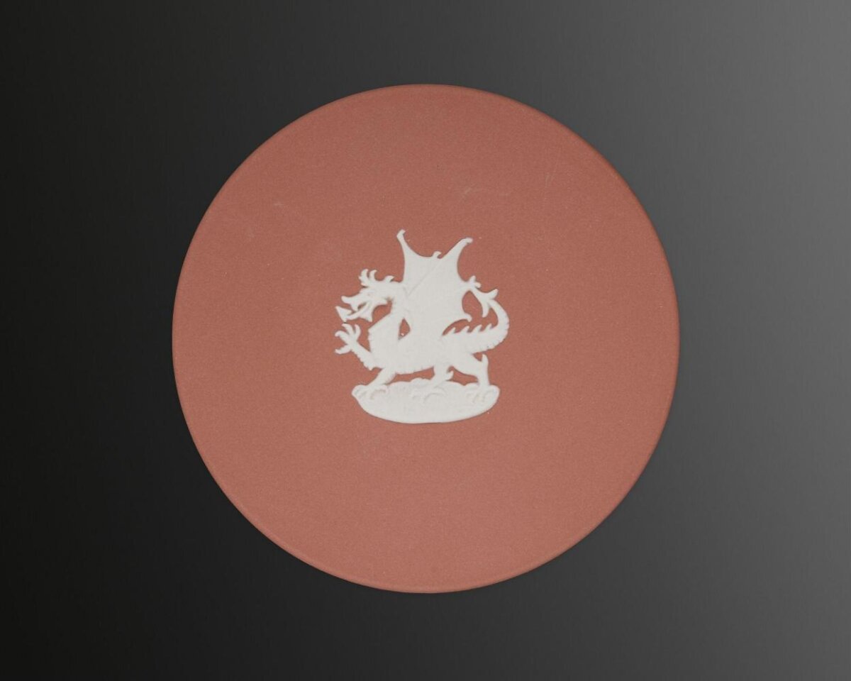 Red Circular Plaque with White Dragon