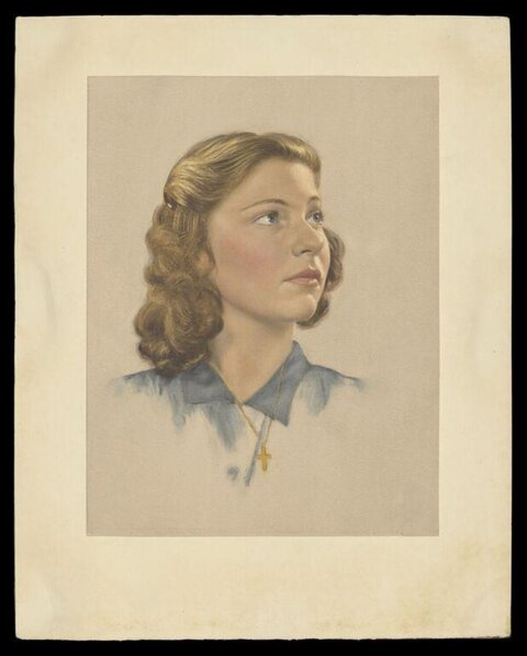 Portrait of Young Woman with Cross Necklace