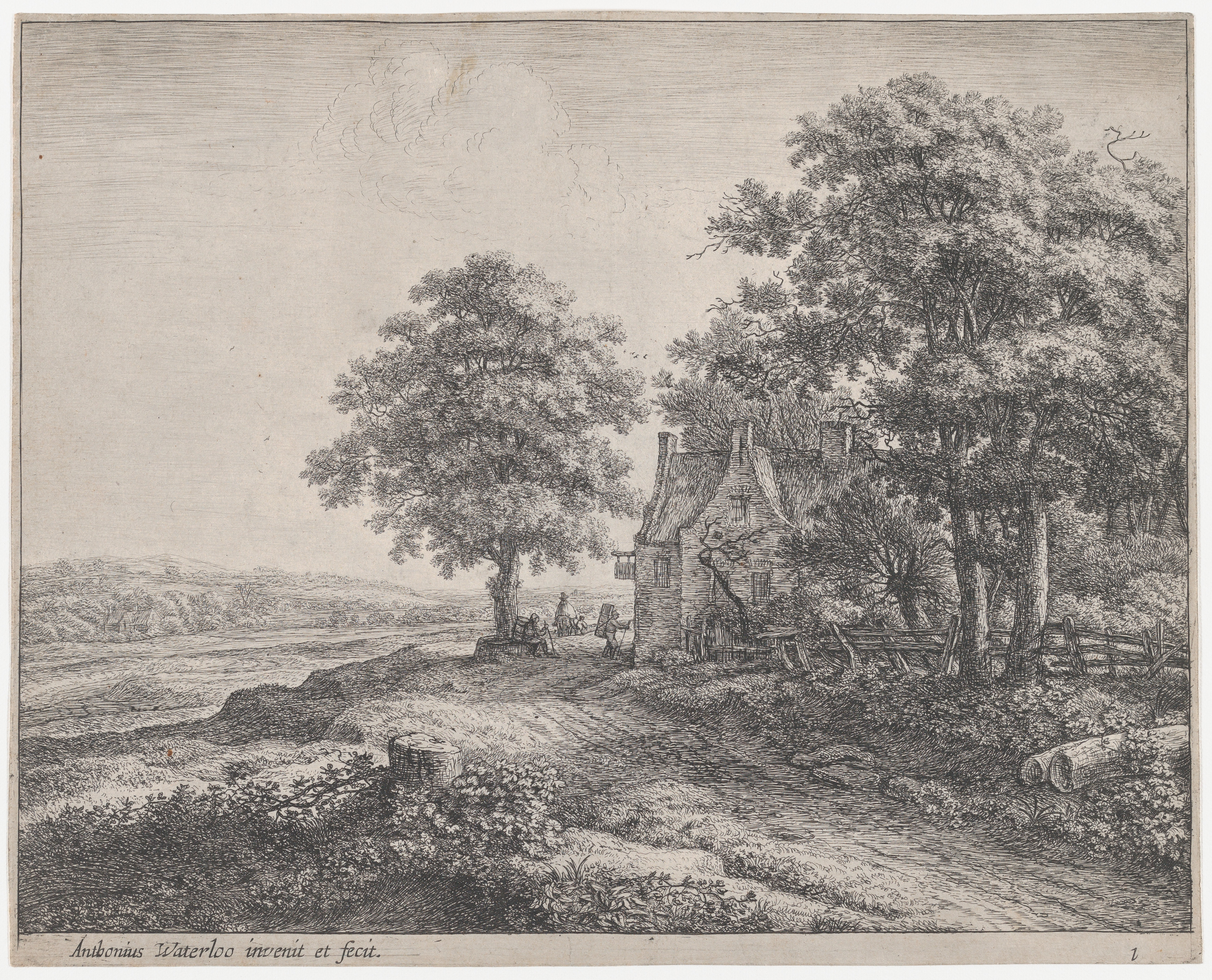 Countryside Landscape with Cottage