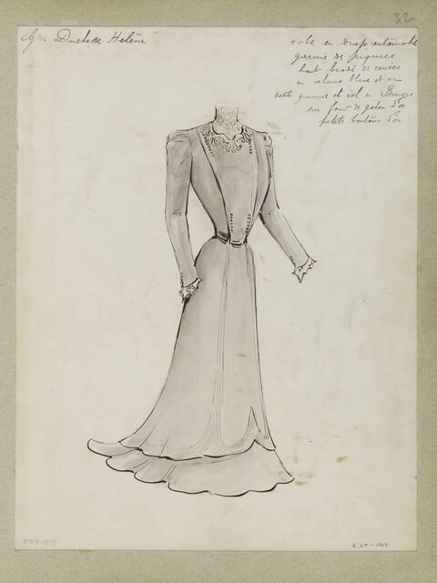 Vintage Dress Fashion Design Sketch