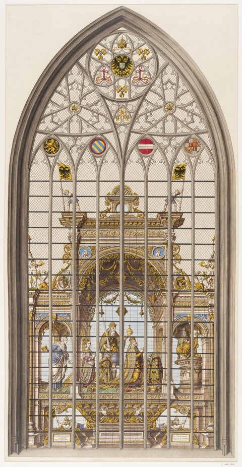 Gothic Coronation Stained Glass Window