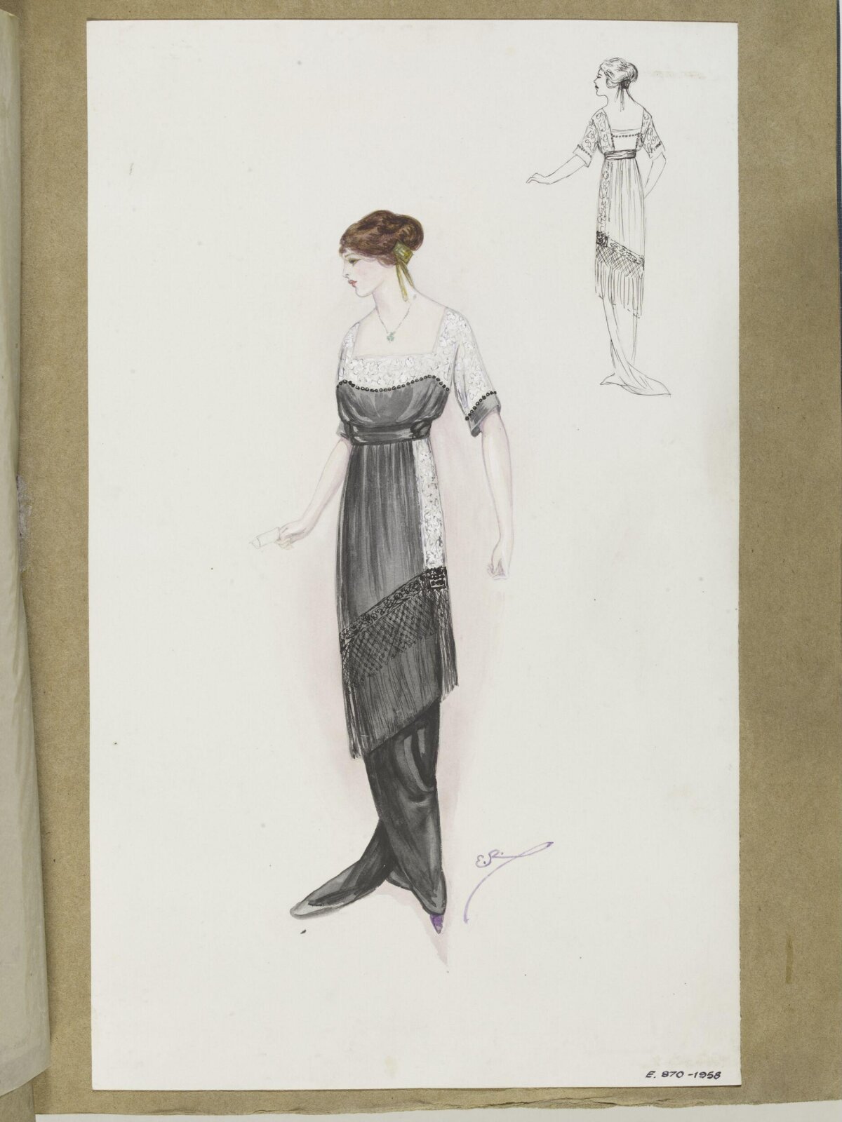 Edwardian Women's Dress Fashion Sketch