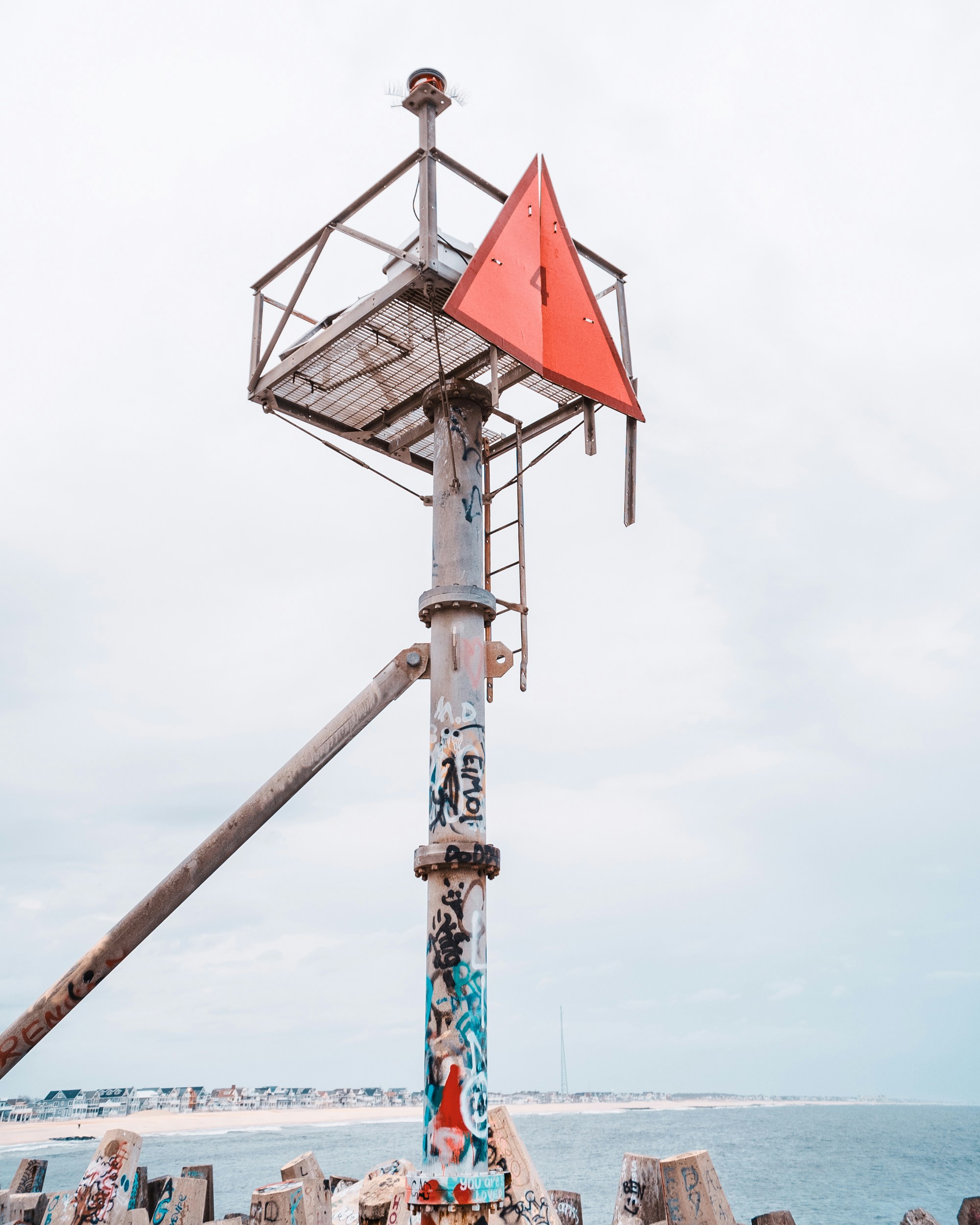 Graffitied Coastal Navigation Marker