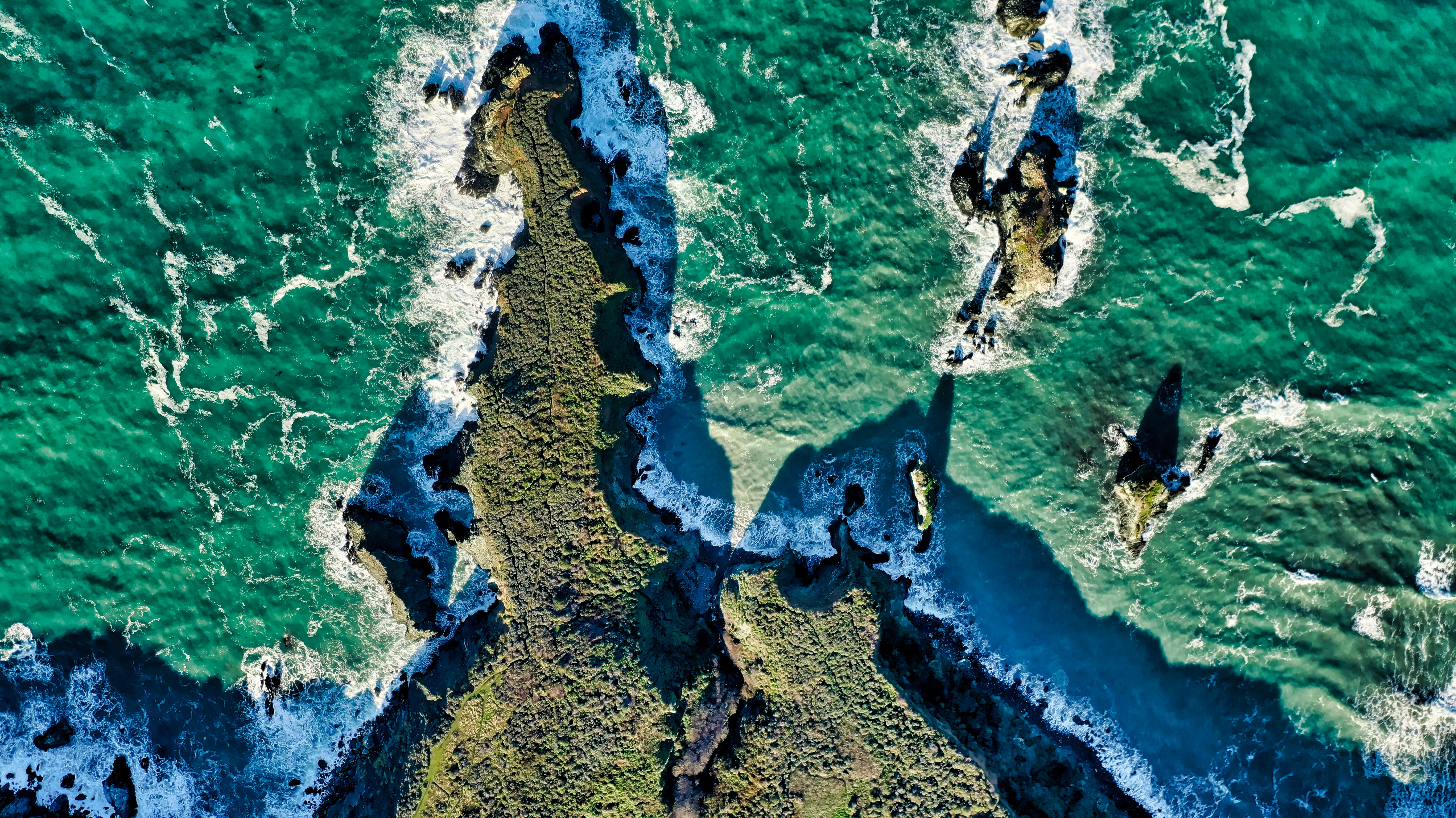 Aerial View of Rocky Coastline