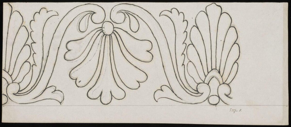 Antique Ornamental Leaf Pattern Sketch
