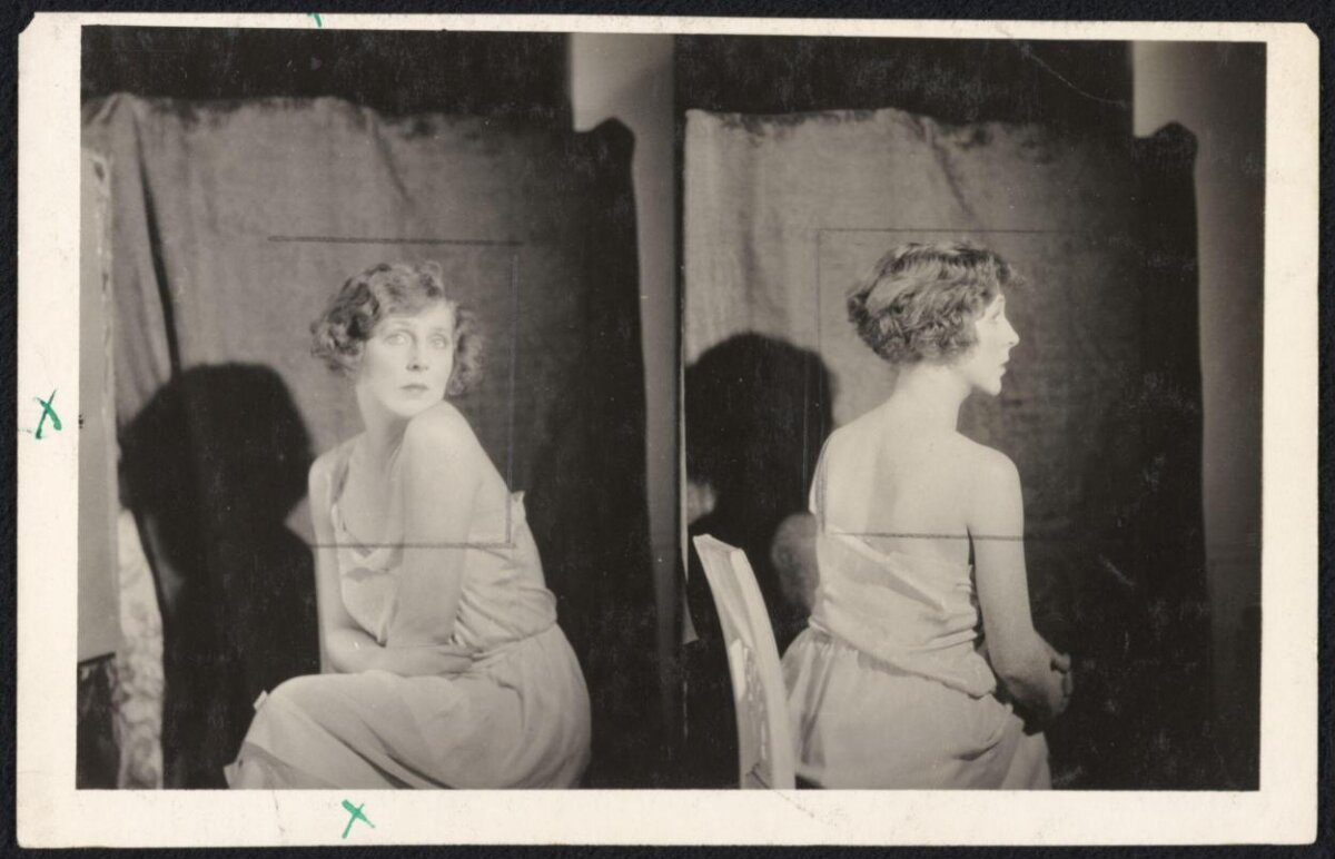 Vintage Diptych Woman Portraits