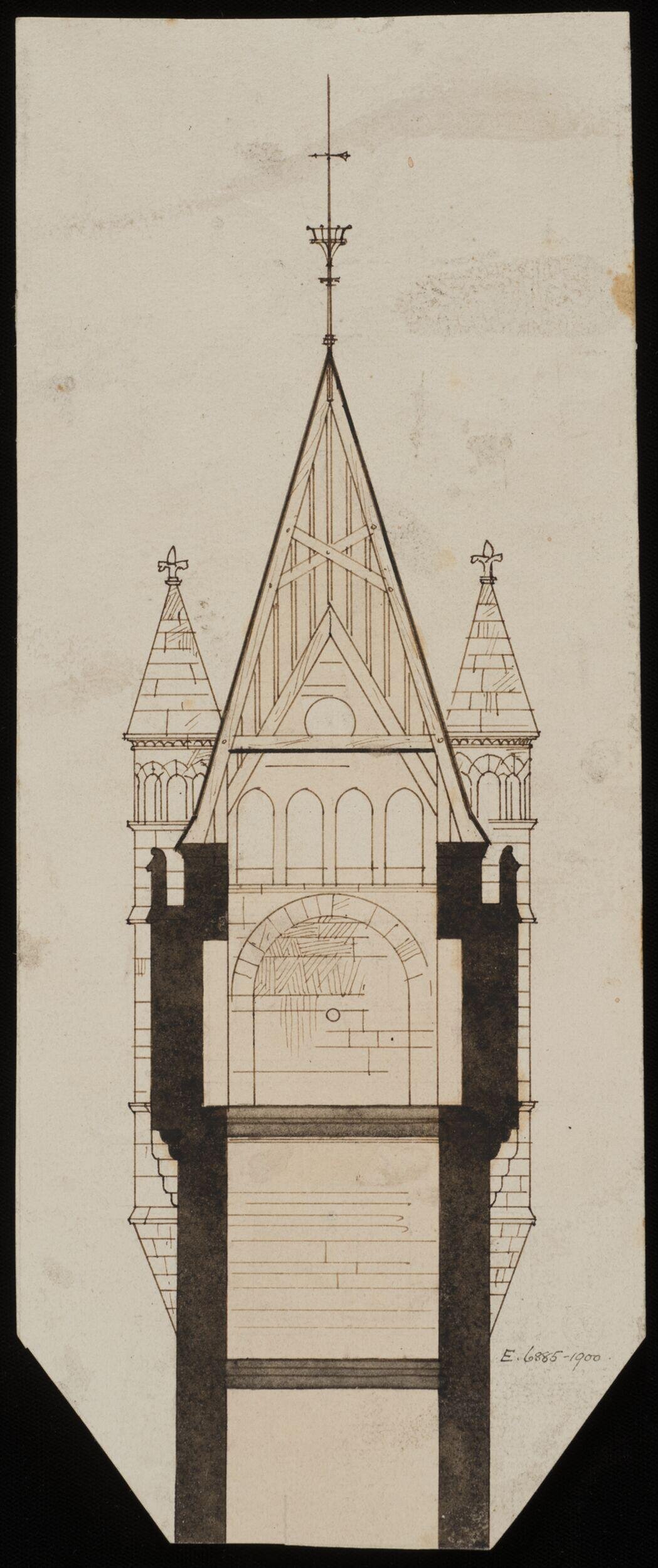 Gothic Church Steeple Architectural Drawing