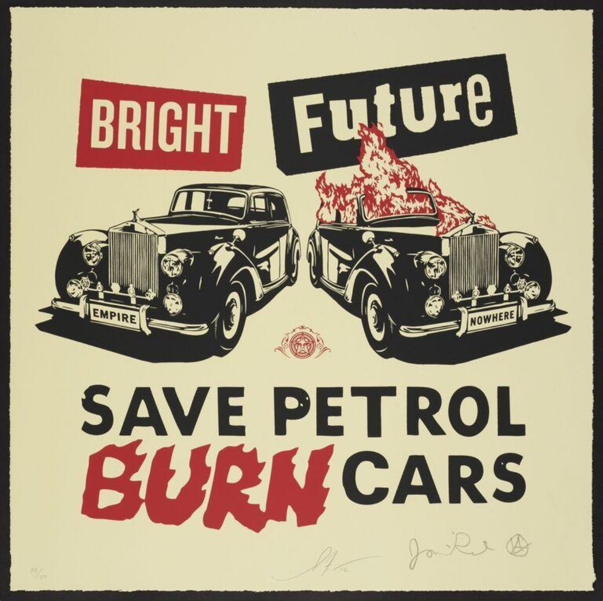Save Petrol Burn Cars Protest Poster