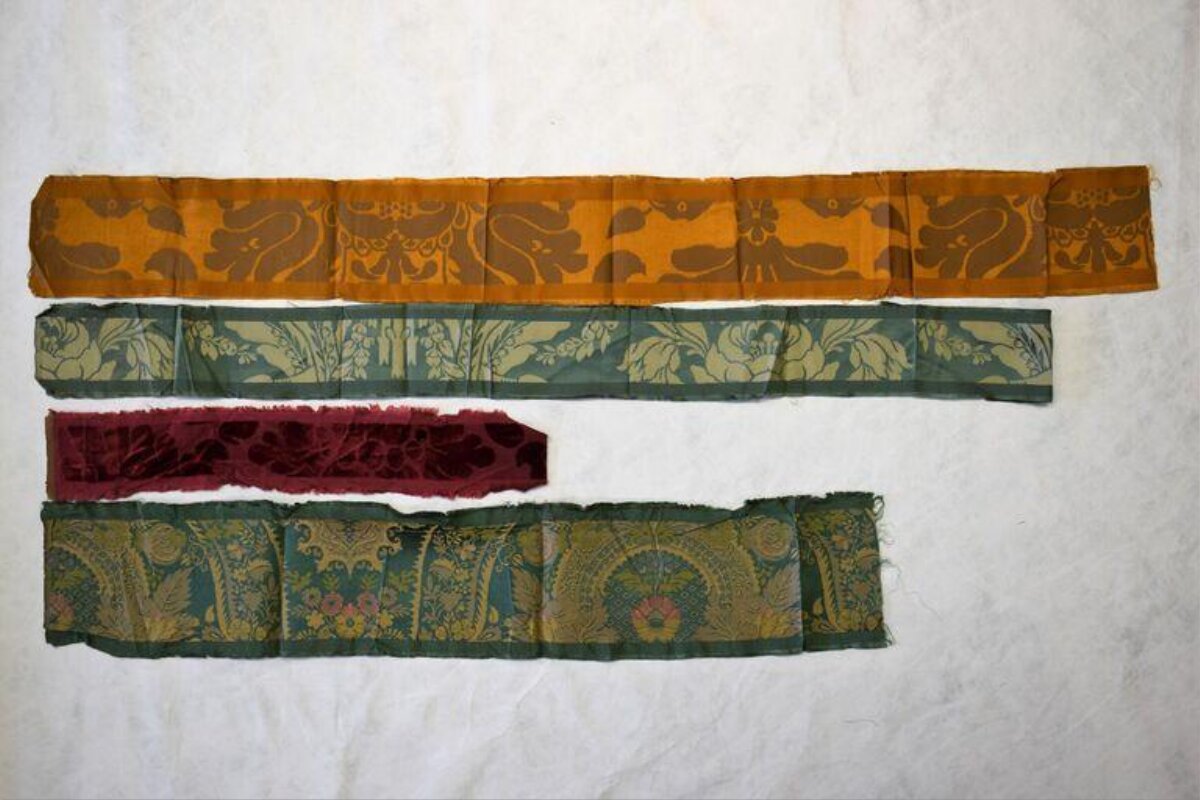 Four Vintage Patterned Fabric Strips