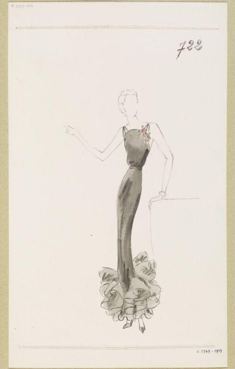 Vintage Evening Gown Fashion Sketch