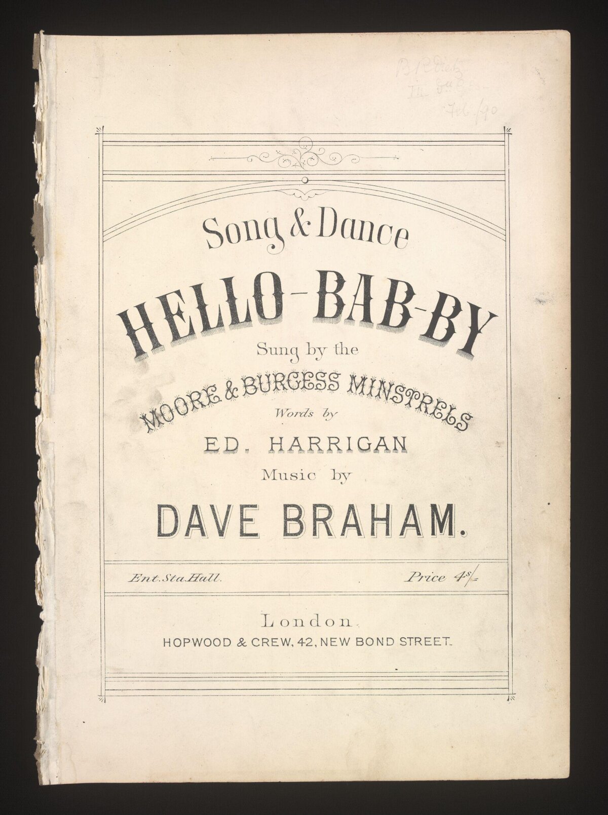 Vintage Hello-Bab-By Sheet Music Cover