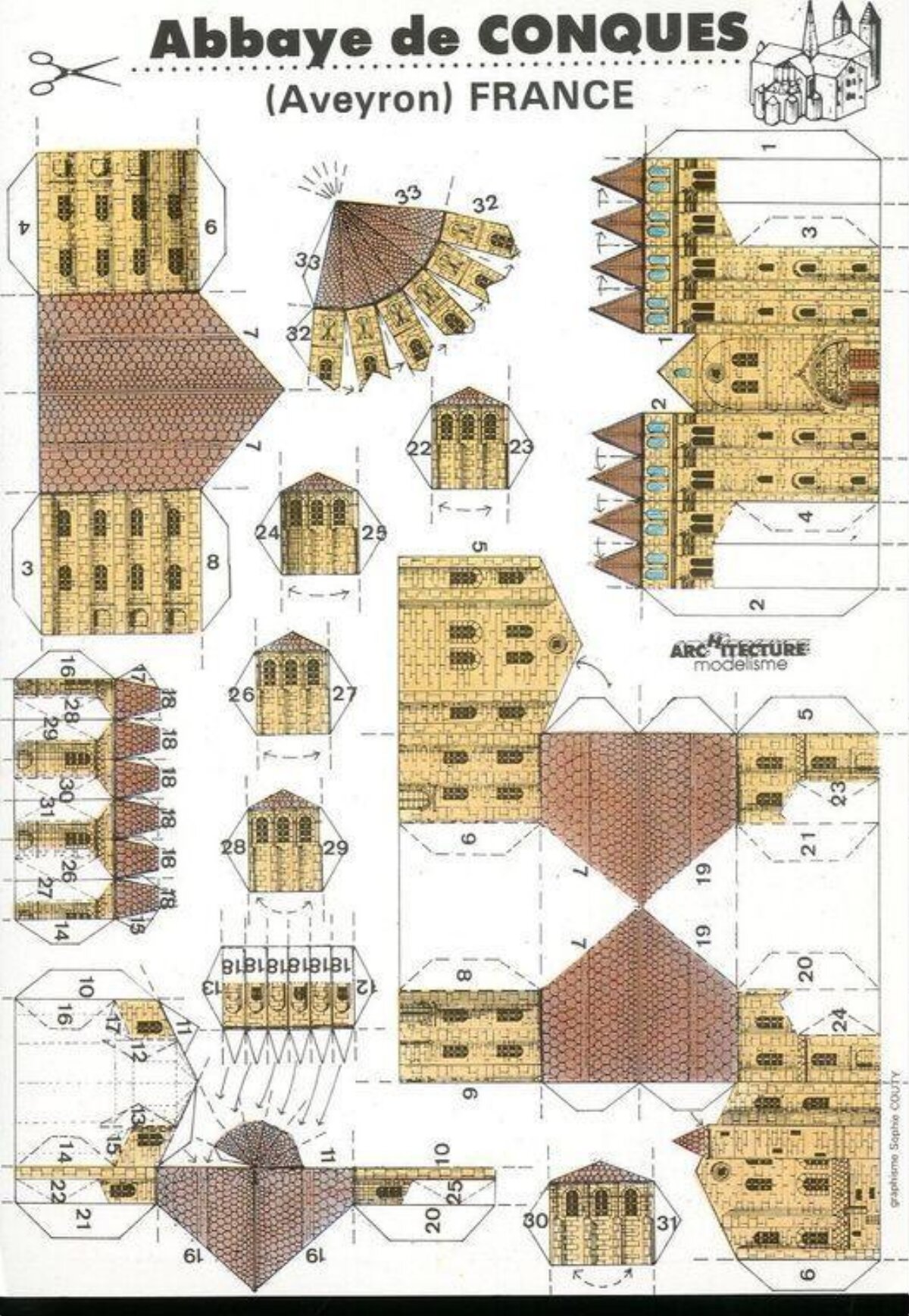 Conques Abbey Paper Model Template