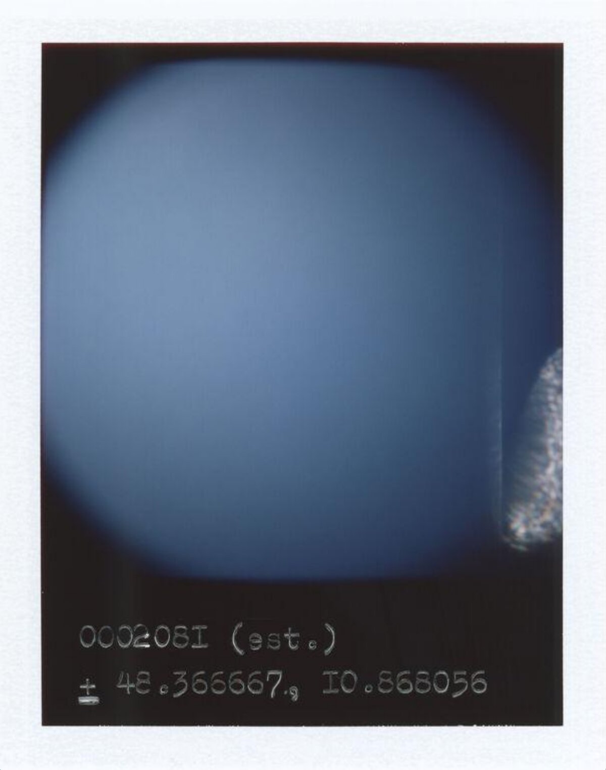 Polaroid Sky Photo with Coordinates