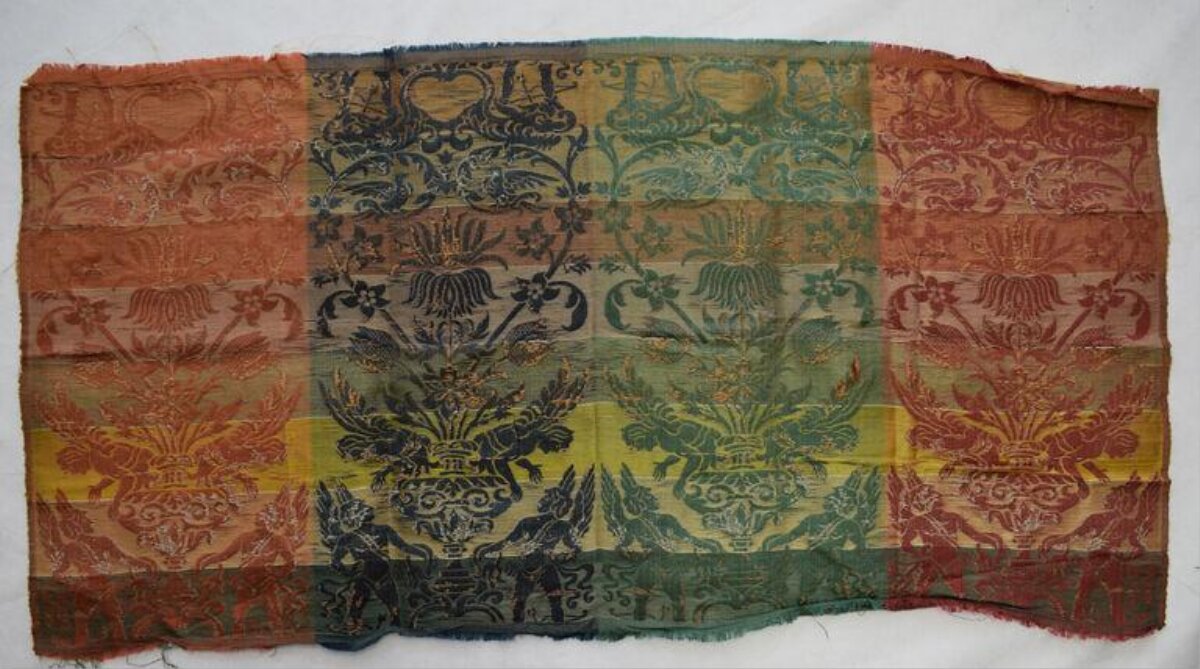 Antique Patterned Brocade Fabric Fragment