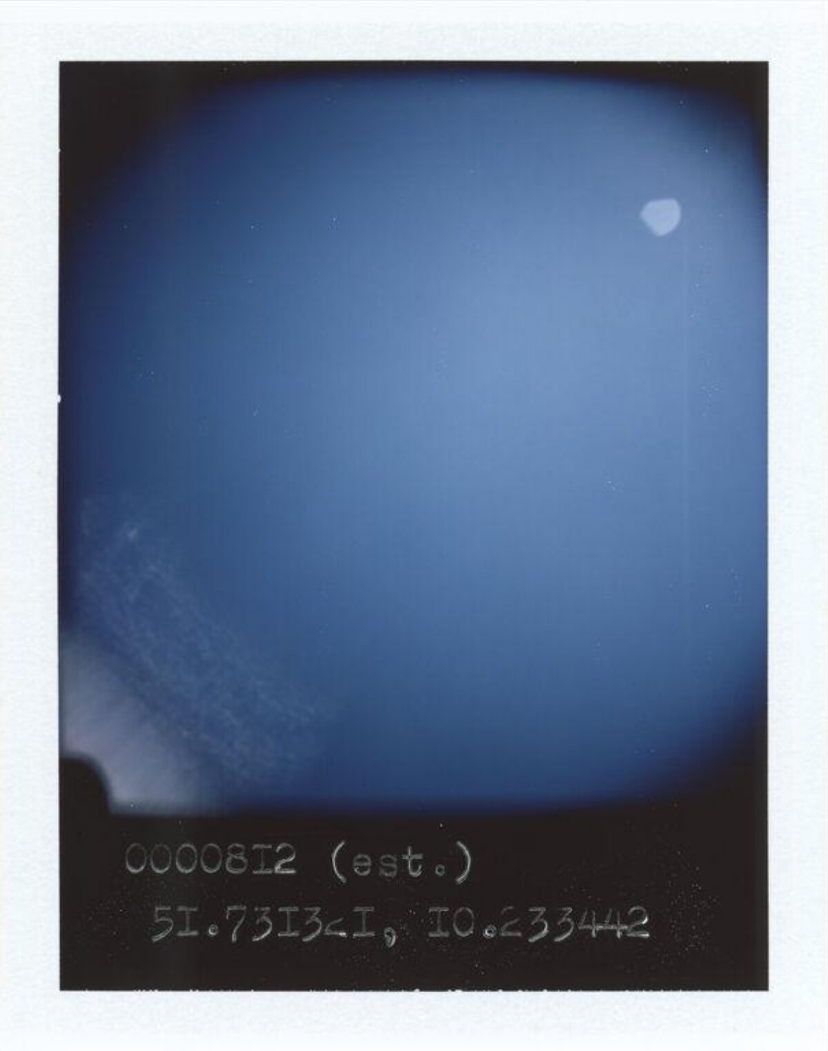 Polaroid Blue Sky With Coordinate Text — Minimal Wallpapers