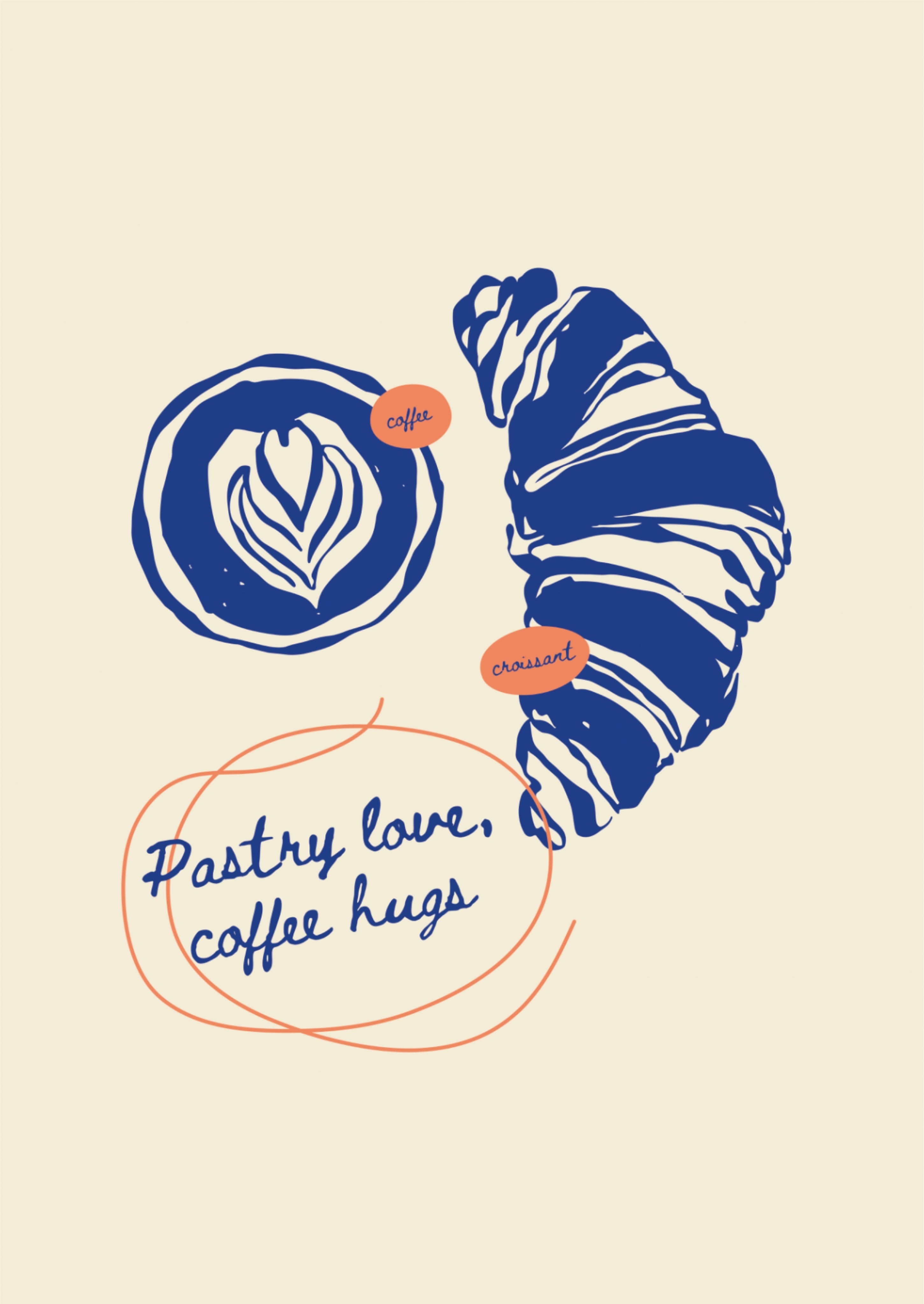 Coffee and Croissant Minimal Illustration
