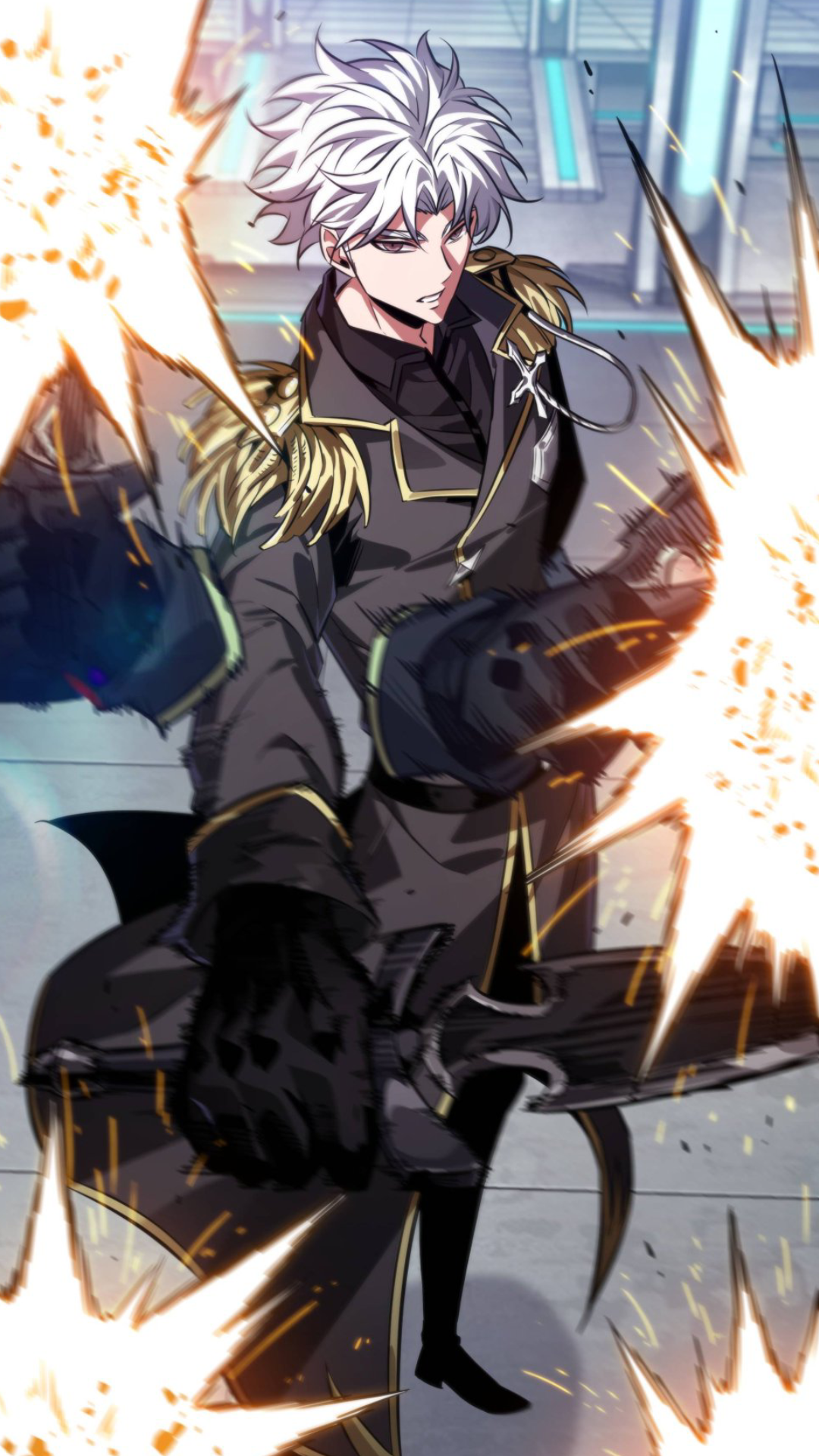 White Haired Anime Male Action Scene