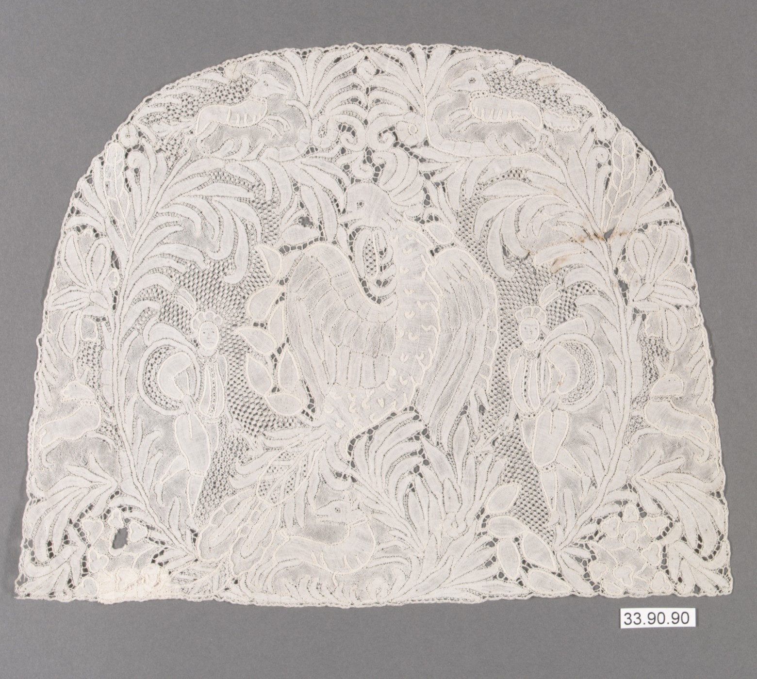 Antique Figural Embroidered Lace Panel