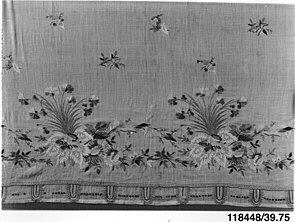 Embroidered Floral Textile Fragment