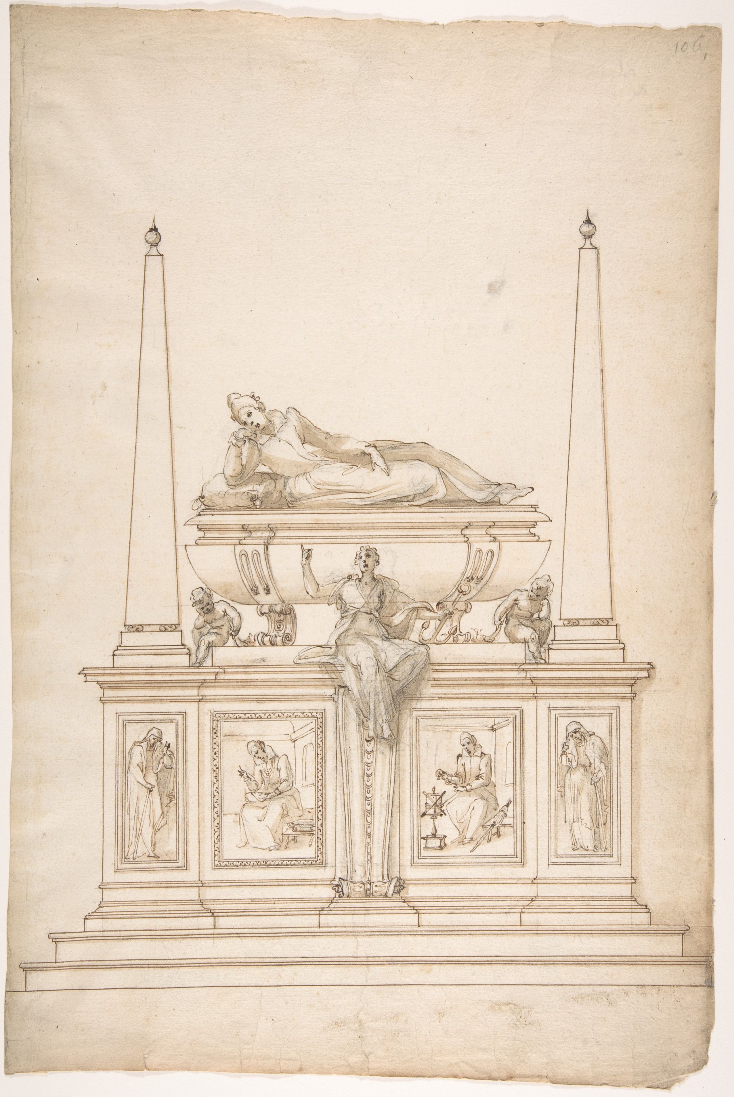 Design Sketch of a Sculpted Tomb