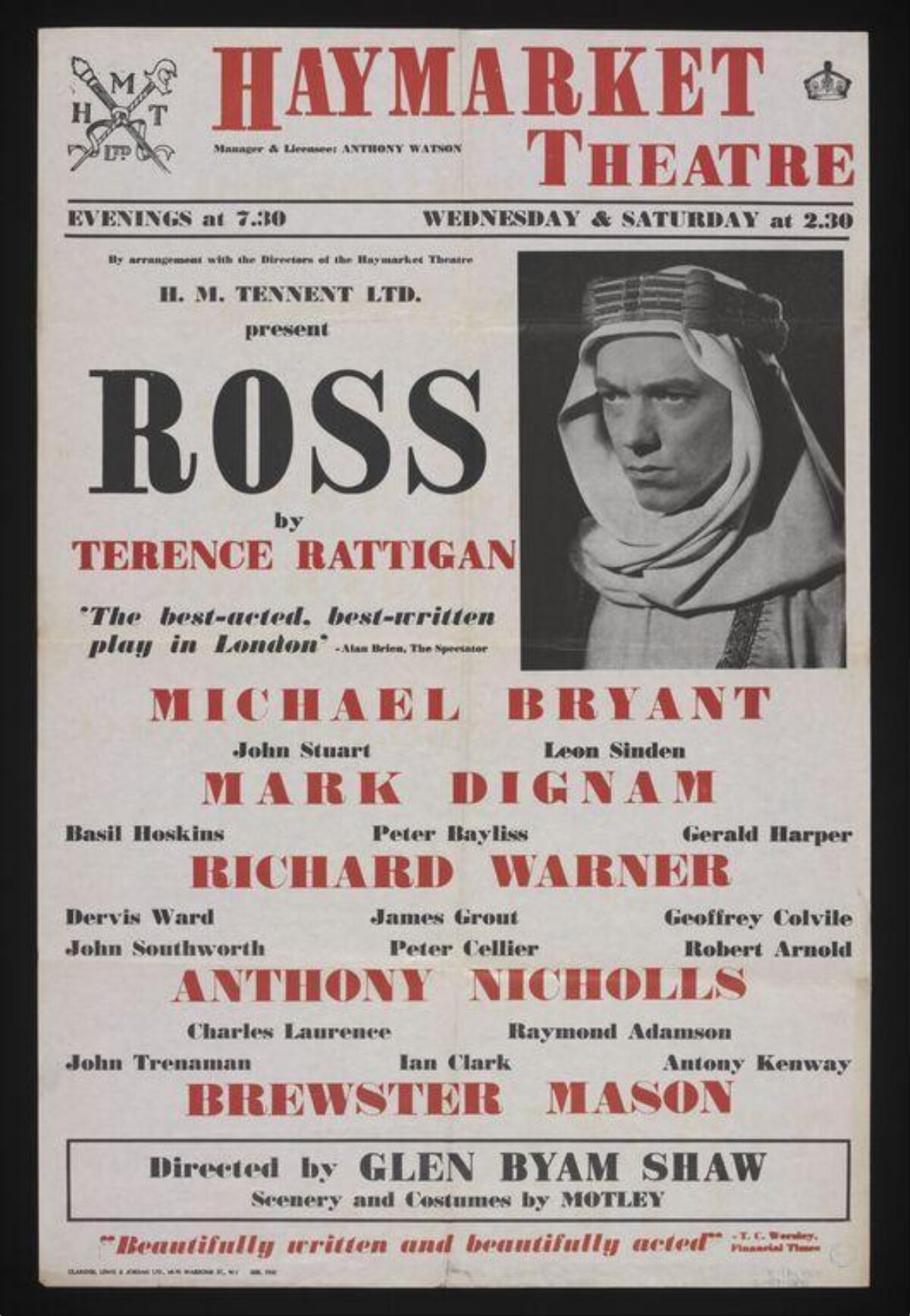 Haymarket Theatre Play Ross Poster