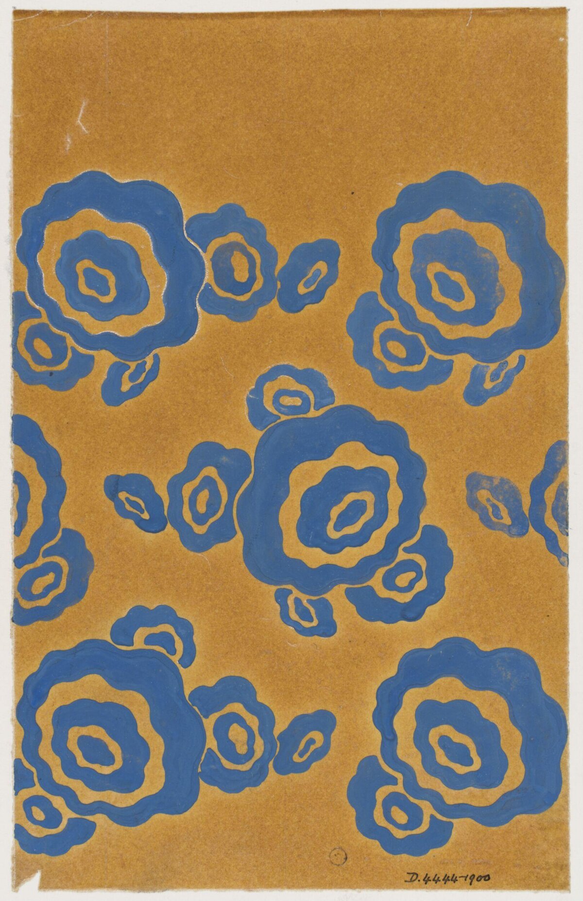Blue Abstract Pattern on Ochre Background