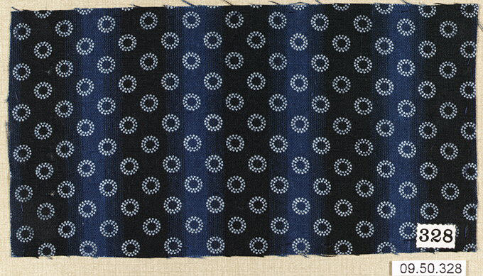 Blue Black Polka Dot Ring Fabric Swatch