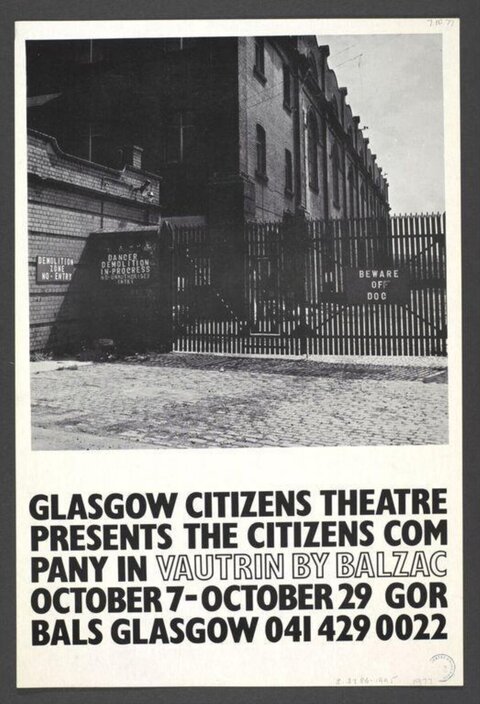 Glasgow Citizens Theatre Vautrin Play Poster