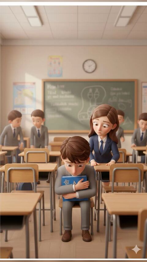 Teacher Comforts Sad Student In Classroom