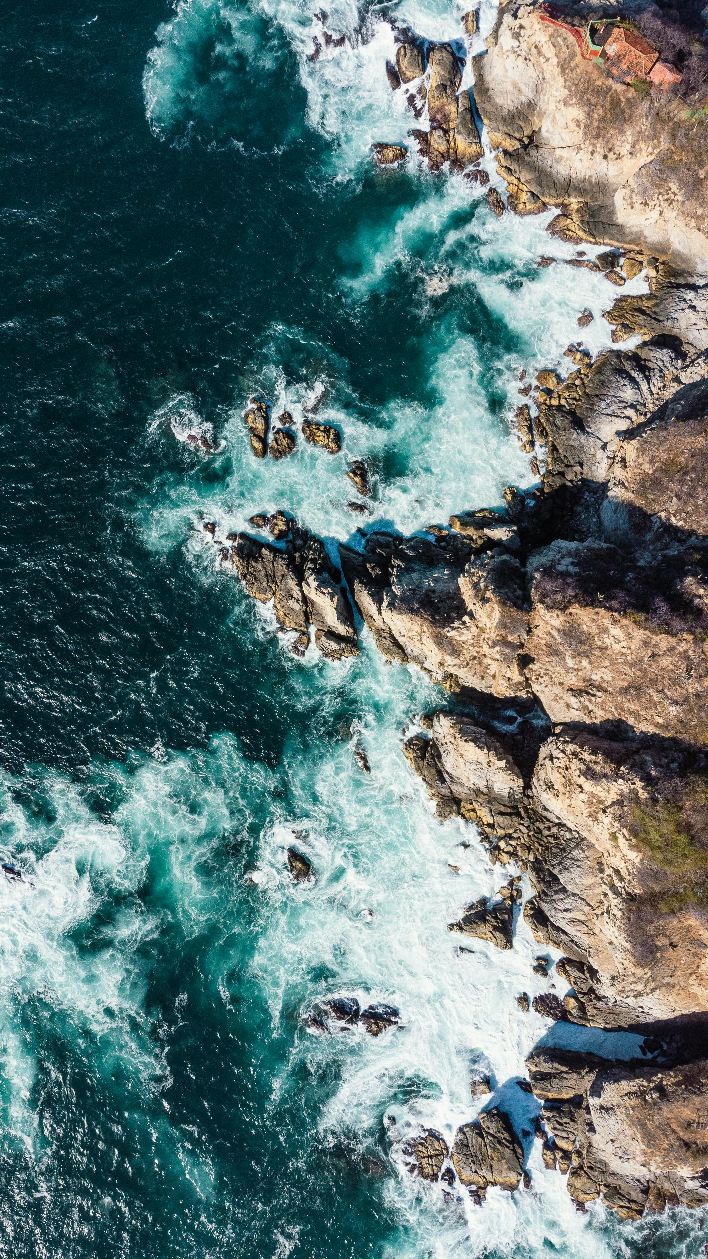 Aerial View of Rocky Coastline