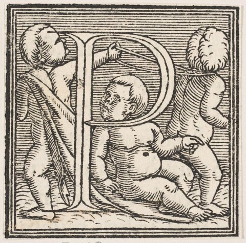 Decorated Initial P Woodcut
