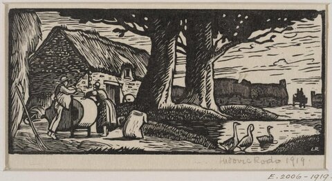 1919 Rural Farm Woodcut
