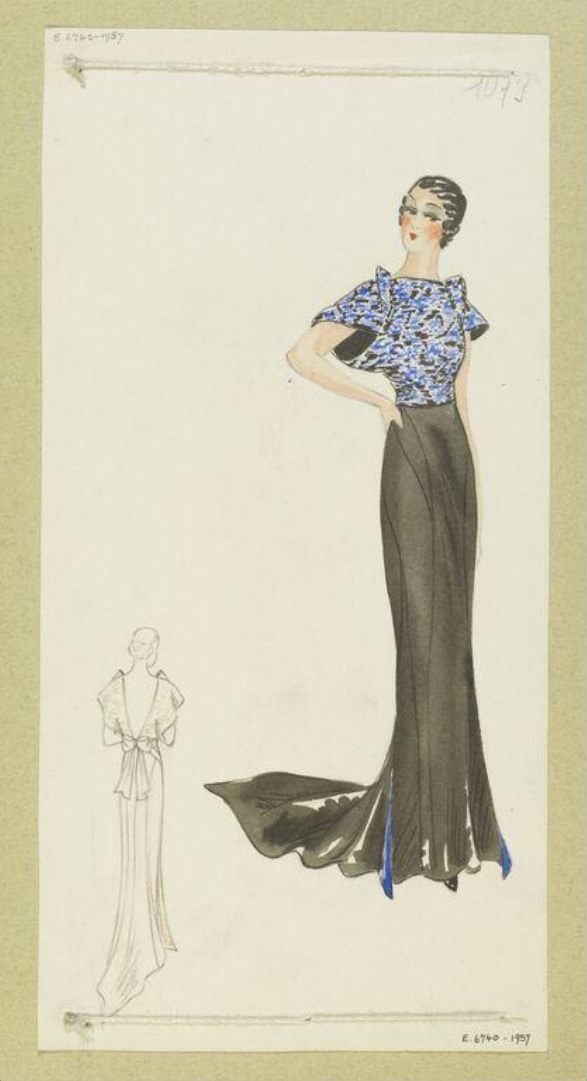 Vintage Evening Gown Fashion Sketch