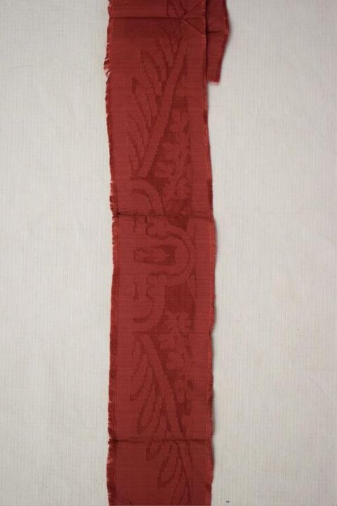 Red Patterned Woven Textile Fragment