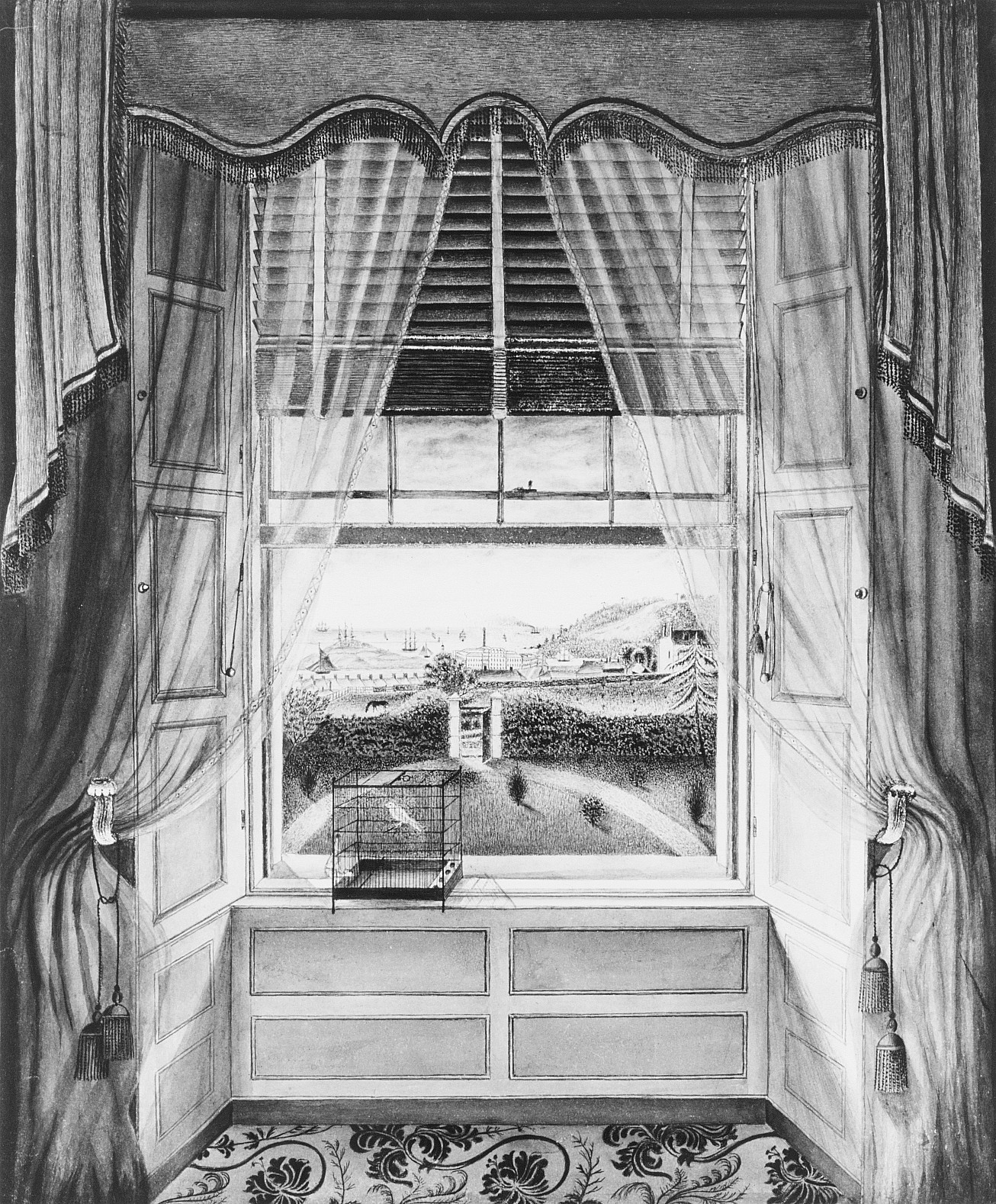 View From Window Overlooking Coastal Town