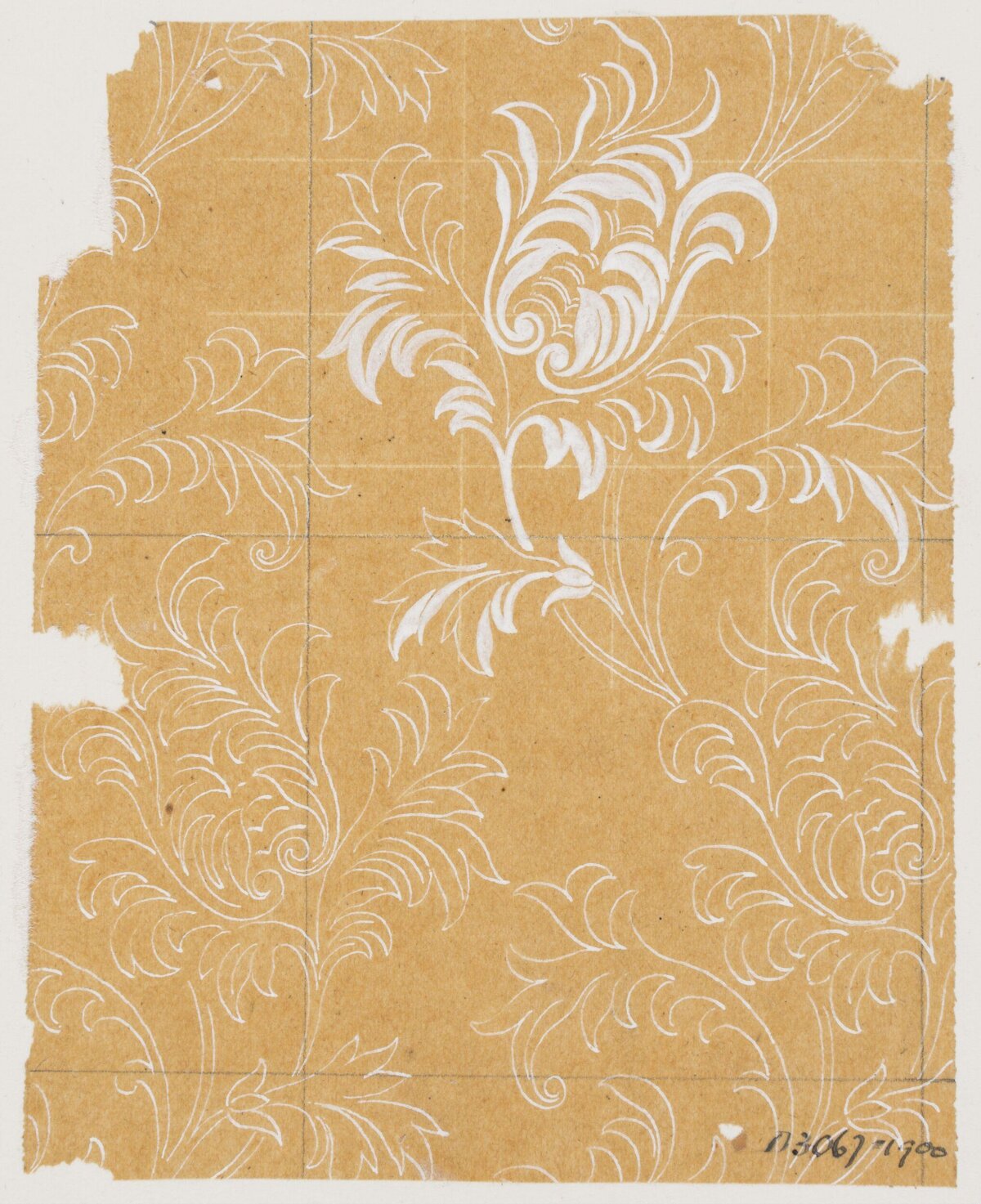 Vintage White Floral Pattern Sketch