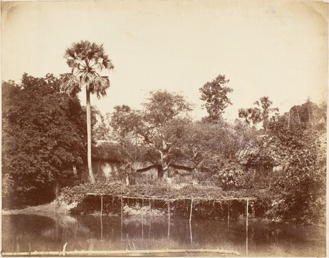Vintage Waterside Village Scene