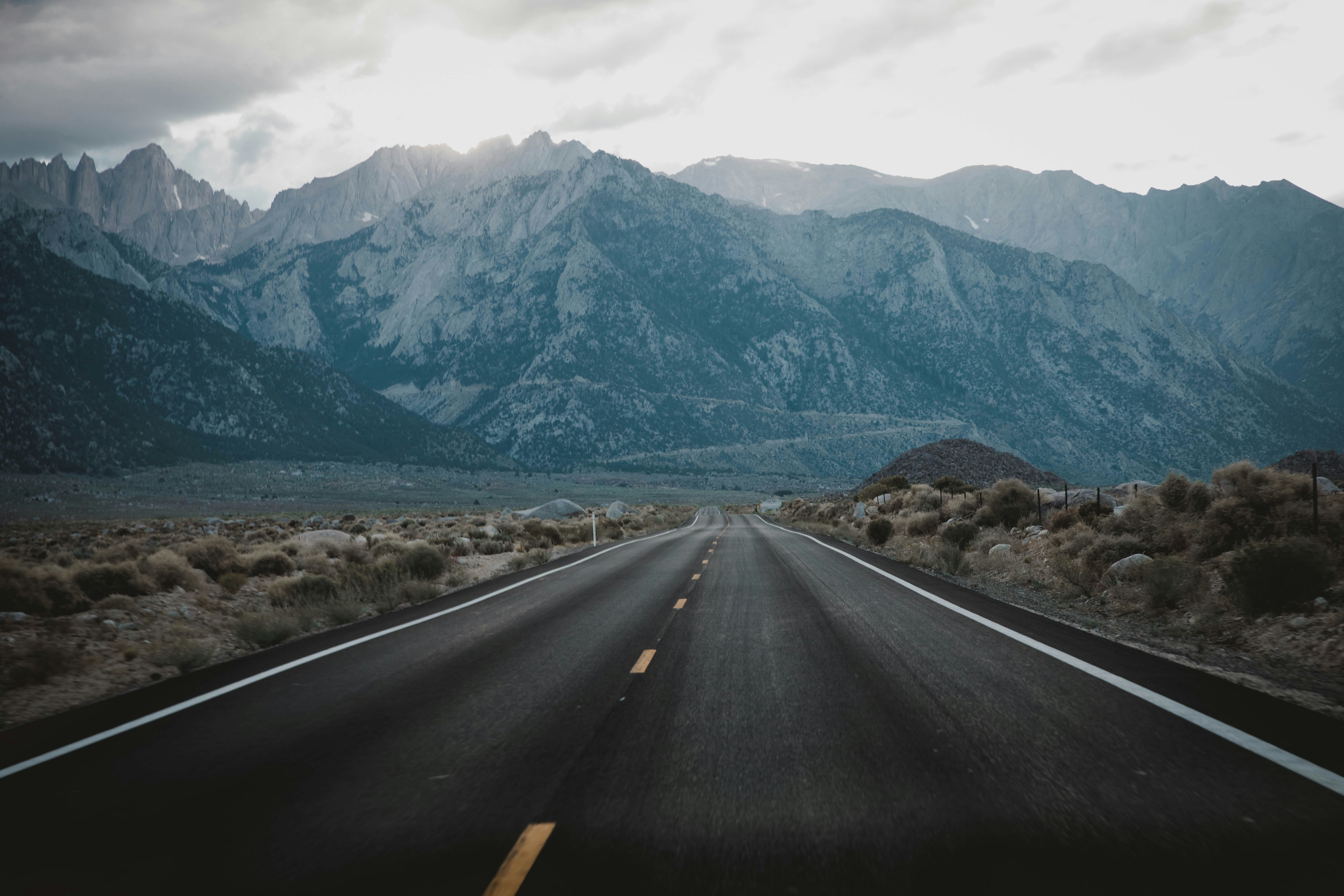 Open Highway Leading to Mountains