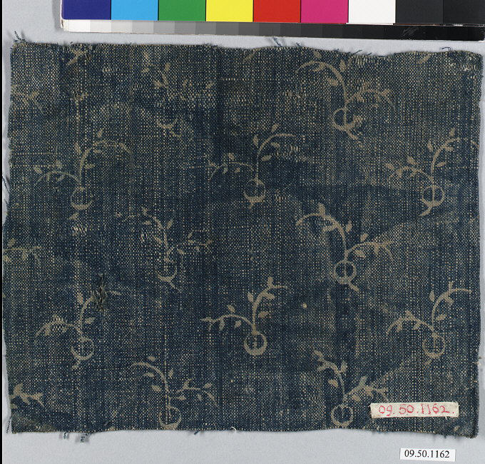 Antique Indigo Patterned Textile Fragment