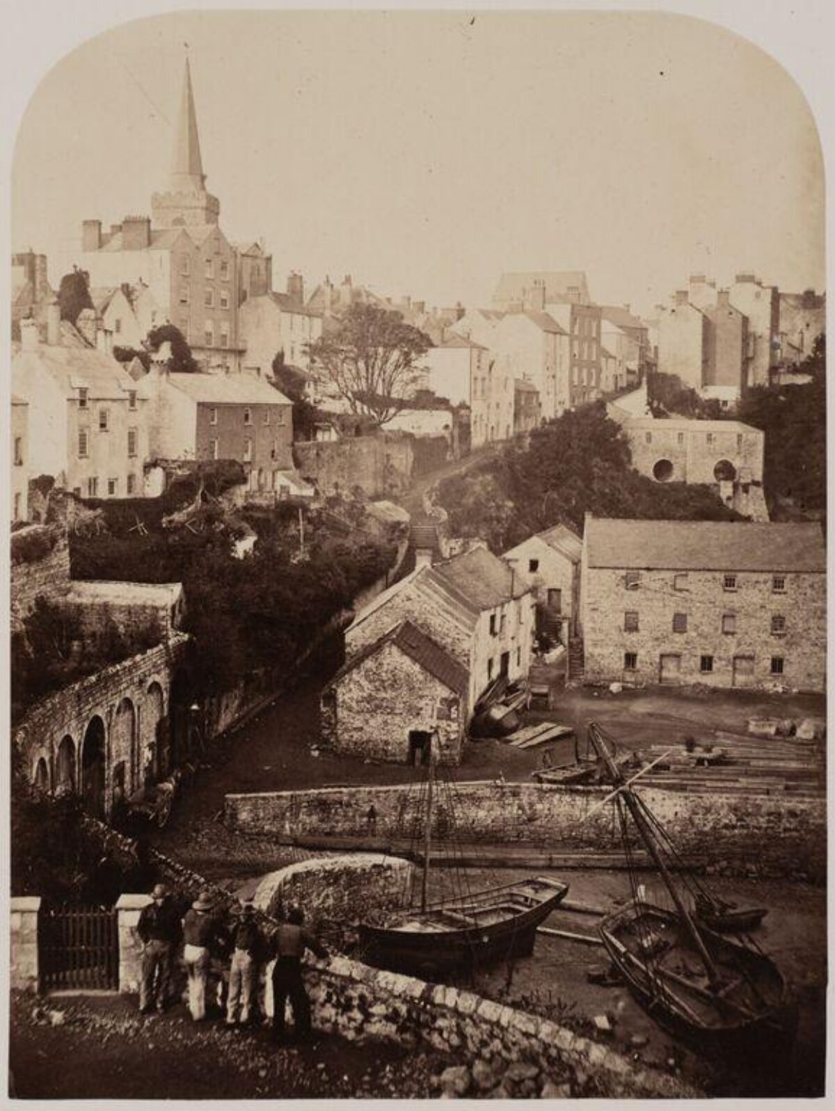 Vintage Coastal Town Boat Yard View