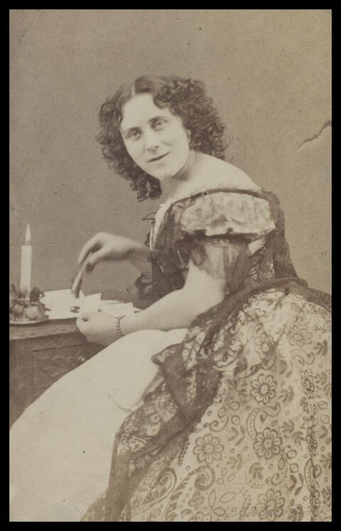 Vintage Portrait of Woman Writing