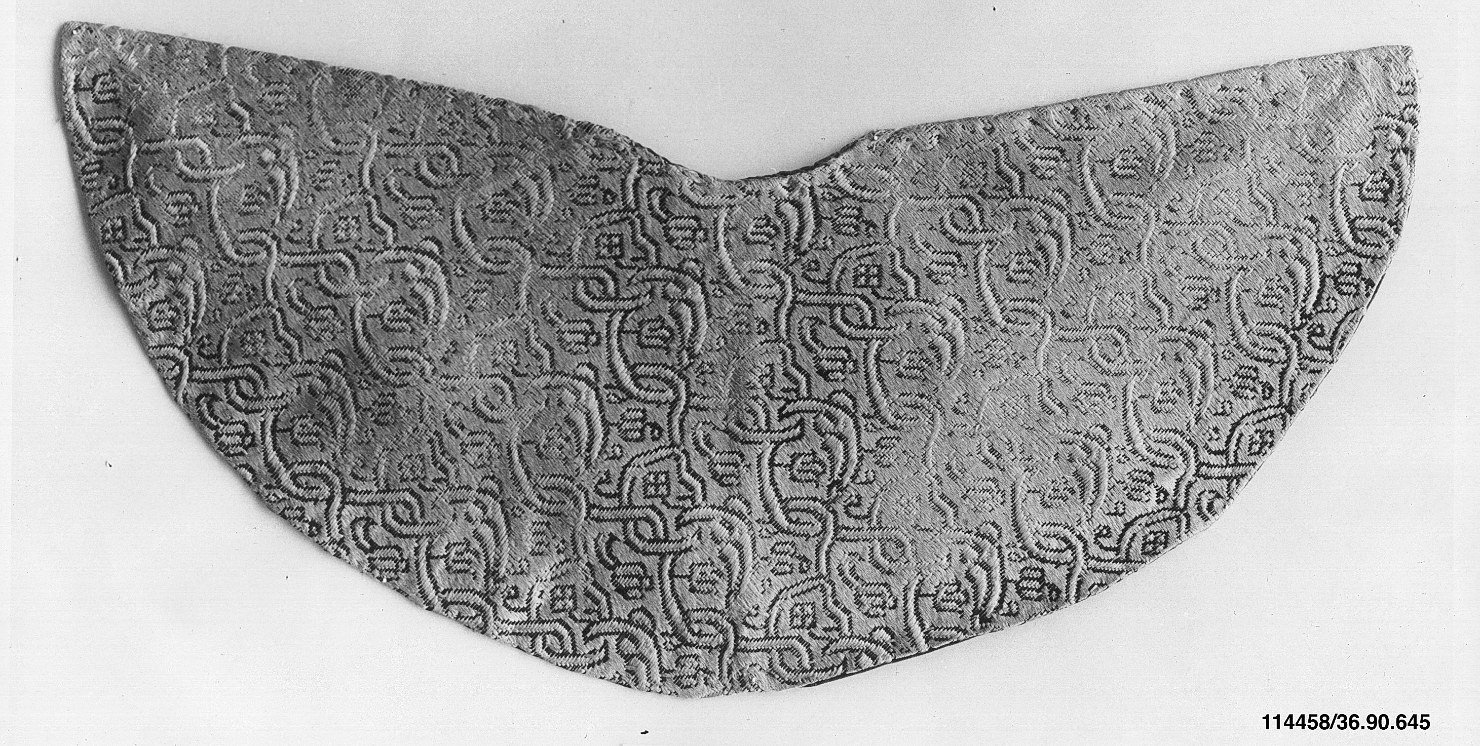 Crescent Shaped Patterned Brocade Fragment