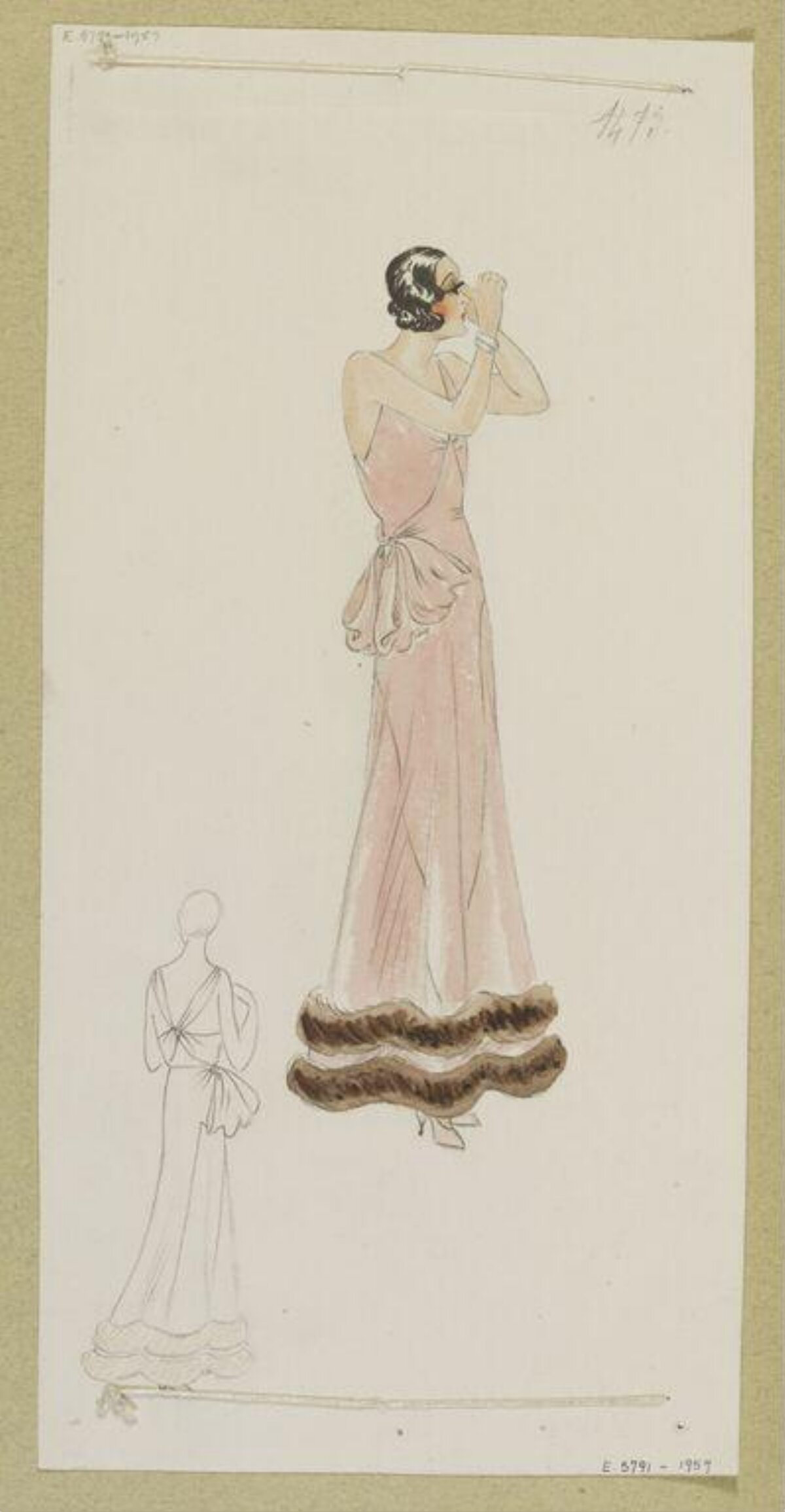 Pink Evening Gown Fashion Sketch